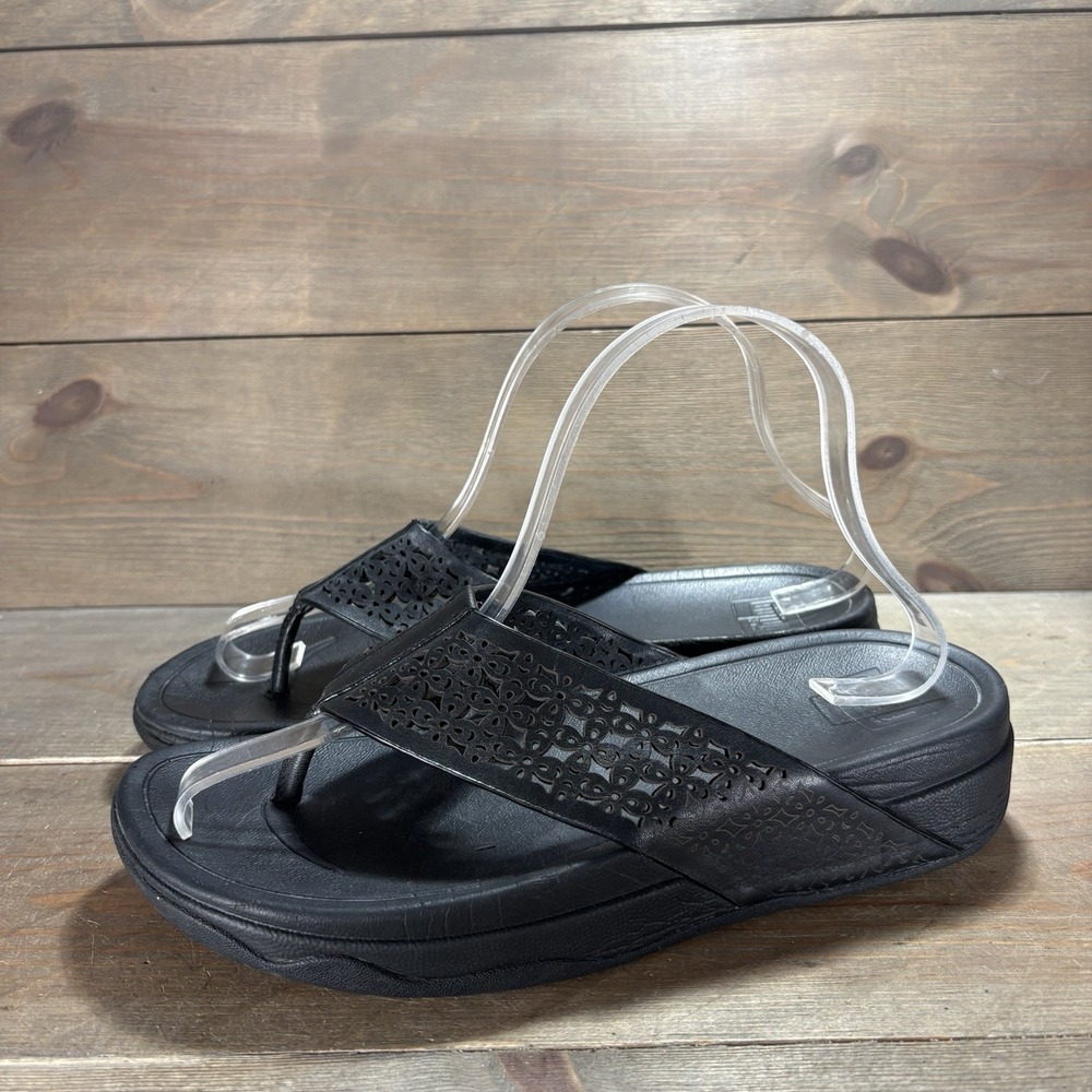 fitflop lulu womens size 7 shoes black flip flop comfort thong sandals
